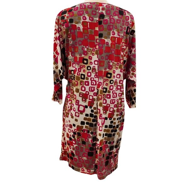 MUSE SZ 8 Twist front, Long-sleeve Abstract Print Stretch Midi Dress - Picture 4 of 9